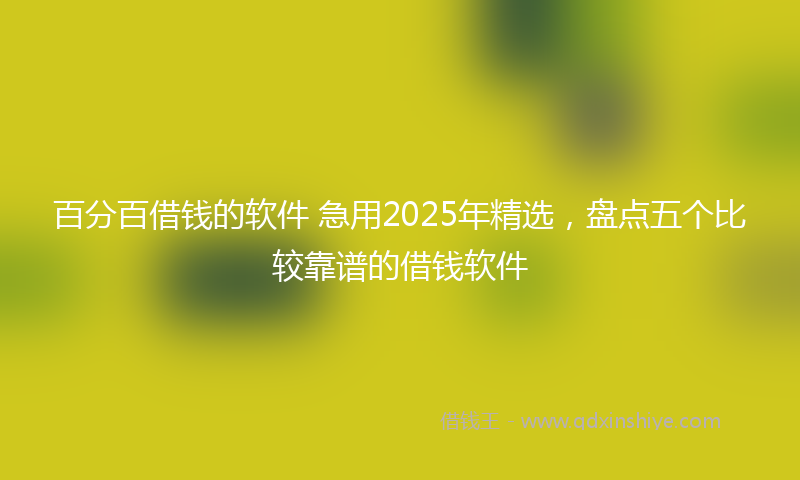 百分百借钱的软件 急用2025年精选，盘点五个比较靠谱的借钱软件