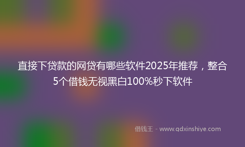 直接下贷款的网贷有哪些软件2025年推荐，整合5个借钱无视黑白100%秒下软件