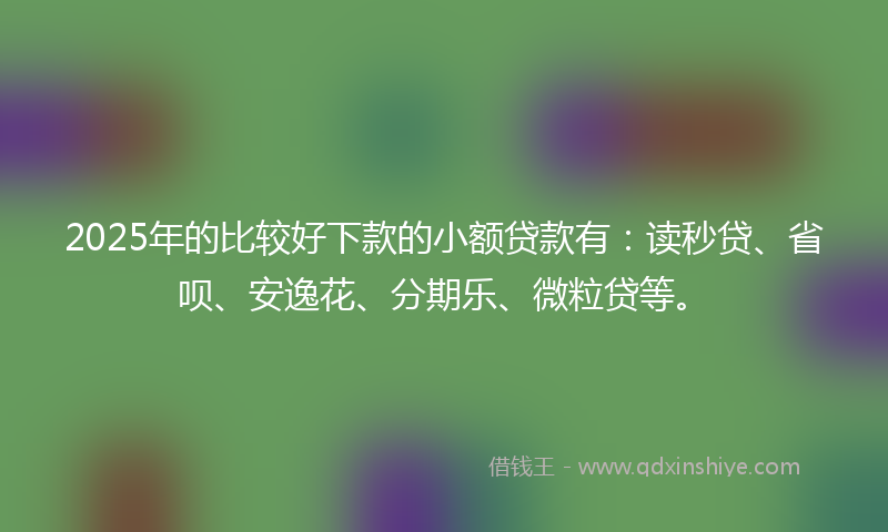 2025年的比较好下款的小额贷款有：读秒贷、省呗、安逸花、分期乐、微粒贷等。