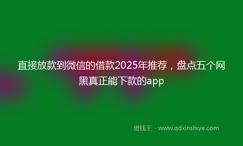 直接放款到微信的借款2025年推荐，盘点五个网黑真正能下款的app