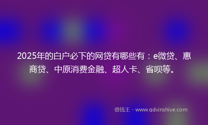 2025年的白户必下的网贷有哪些有：e微贷、惠商贷、中原消费金融、超人卡、省呗等。