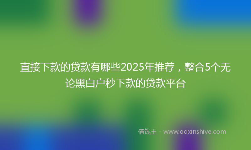直接下款的贷款有哪些2025年推荐，整合5个无论黑白户秒下款的贷款平台
