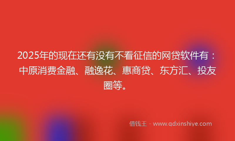 2025年的现在还有没有不看征信的网贷软件有：中原消费金融、融逸花、惠商贷、东方汇、投友圈等。