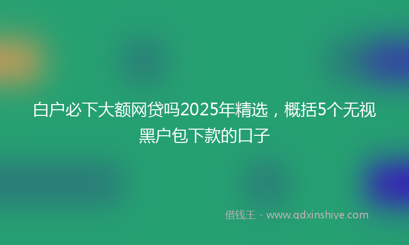白户必下大额网贷吗2025年精选，概括5个无视黑户包下款的口子