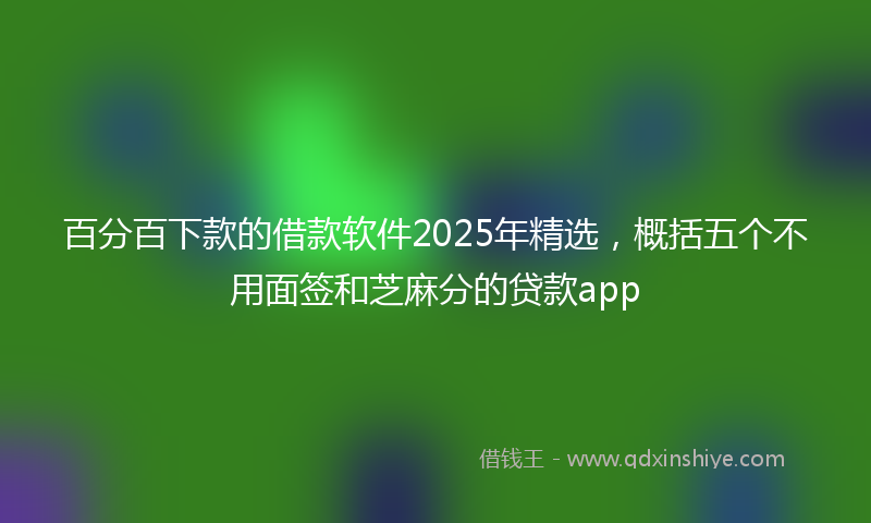 百分百下款的借款软件2025年精选,概括五个不用面签和芝麻分的贷款app