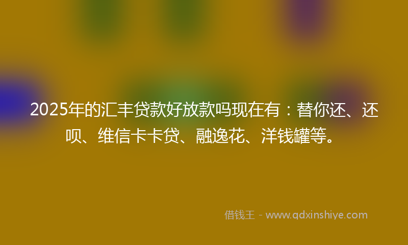 2025年的汇丰贷款好放款吗现在有:替你还、还呗、维信卡卡贷、融逸花、洋钱罐等。