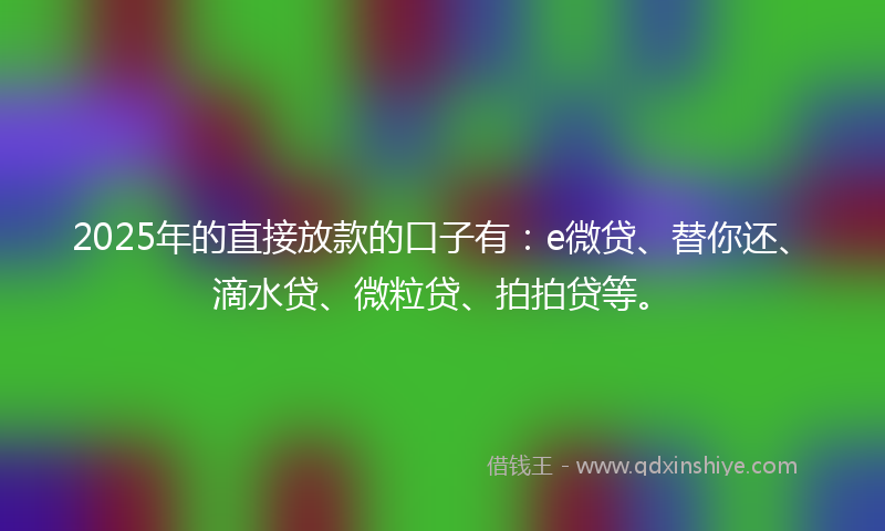 2025年的直接放款的口子有：e微贷、替你还、滴水贷、微粒贷、拍拍贷等。