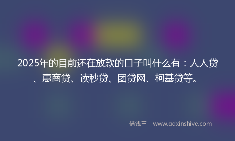 2025年的目前还在放款的口子叫什么有：人人贷、惠商贷、读秒贷、团贷网、柯基贷等。