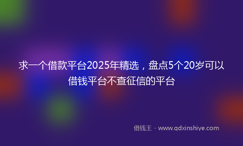 求一个借款平台2025年精选，盘点5个20岁可以借钱平台不查征信的平台