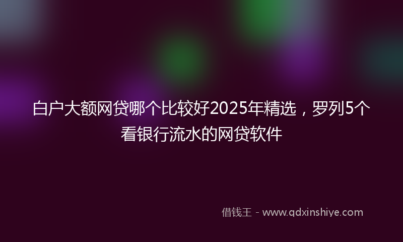 白户大额网贷哪个比较好2025年精选，罗列5个看银行流水的网贷软件