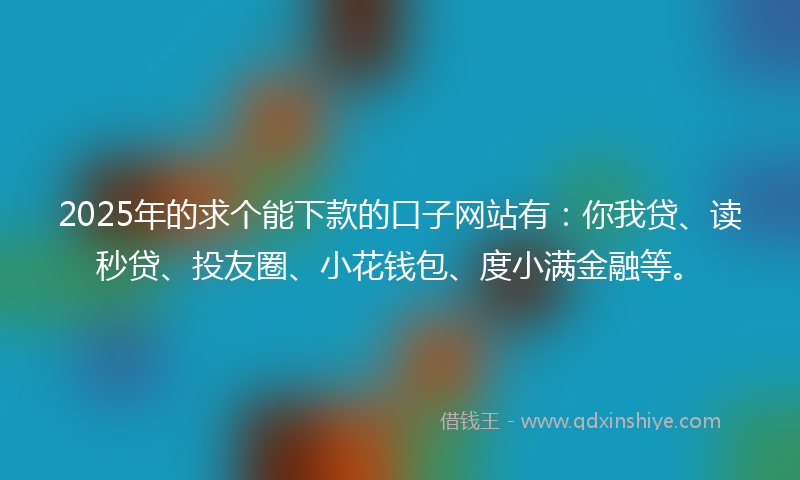2025年的求个能下款的口子网站有：你我贷、读秒贷、投友圈、小花钱包、度小满金融等。