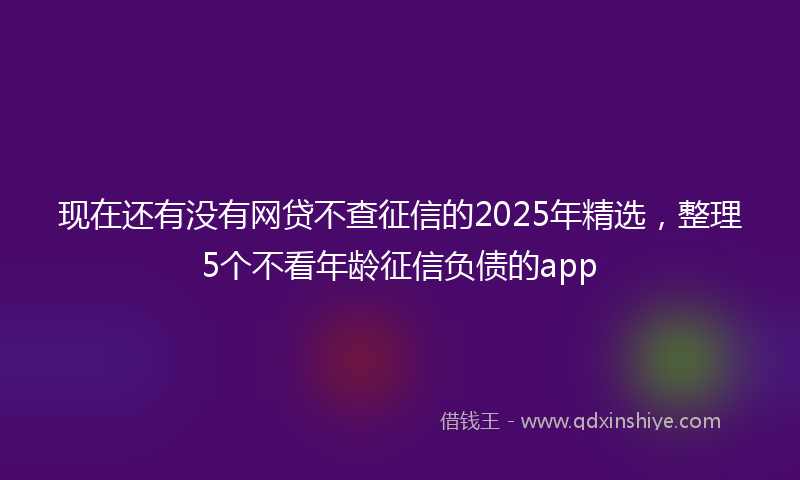 现在还有没有网贷不查征信的2025年精选，整理5个不看年龄征信负债的app