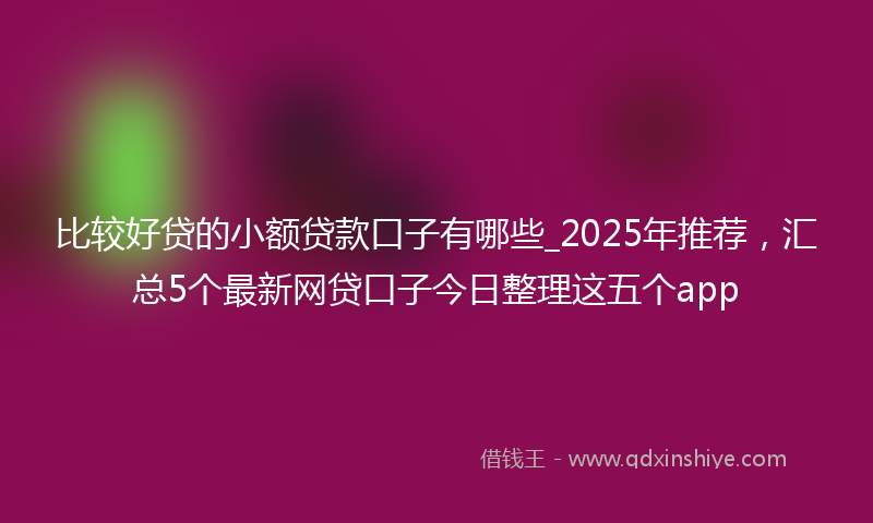比较好贷的小额贷款口子有哪些_2025年推荐，汇总5个最新网贷口子今日整理这五个app