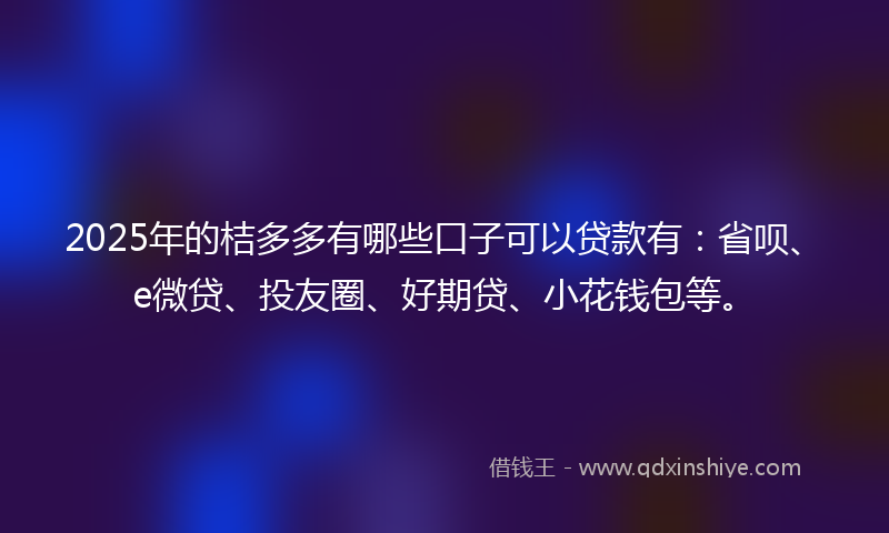 2025年的桔多多有哪些口子可以贷款有：省呗、e微贷、投友圈、好期贷、小花钱包等。