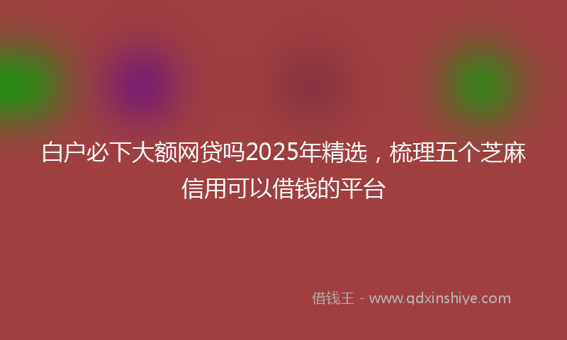 白户必下大额网贷吗2025年精选，梳理五个芝麻信用可以借钱的平台