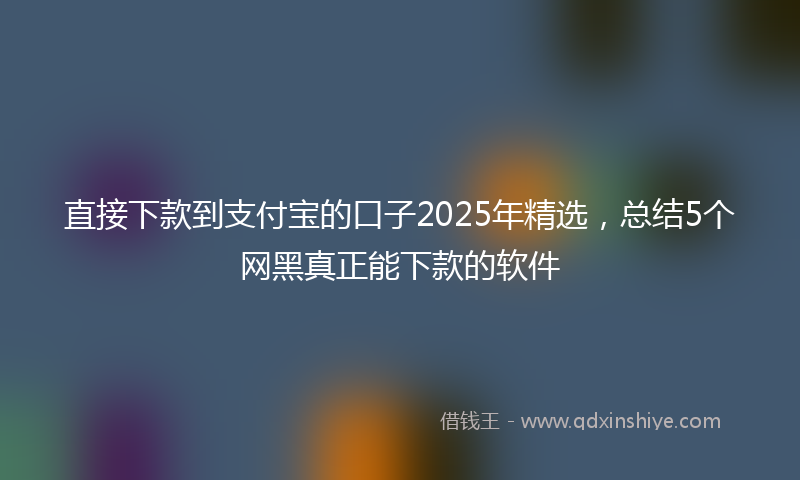 直接下款到支付宝的口子2025年精选，总结5个网黑真正能下款的软件