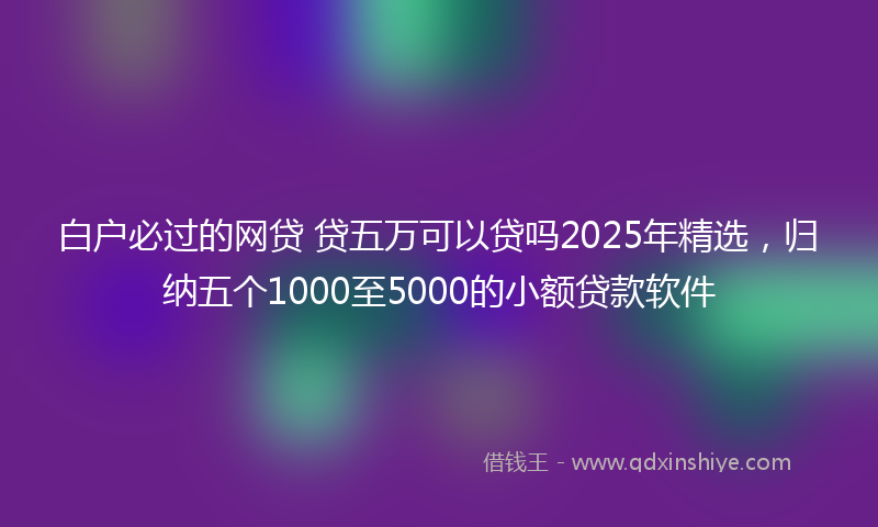 白户必过的网贷 贷五万可以贷吗2025年精选，归纳五个1000至5000的小额贷款软件