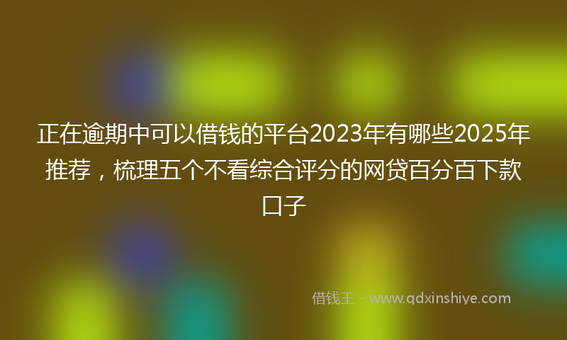正在逾期中可以借钱的平台2023年有哪些2025年推荐，梳理五个不看综合评分的网贷百分百下款口子