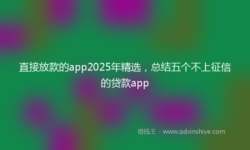 直接放款的app2025年精选，总结五个不上征信的贷款app