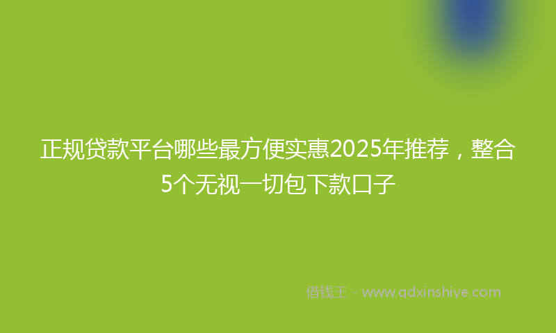 正规贷款平台哪些最方便实惠2025年推荐，整合5个无视一切包下款口子