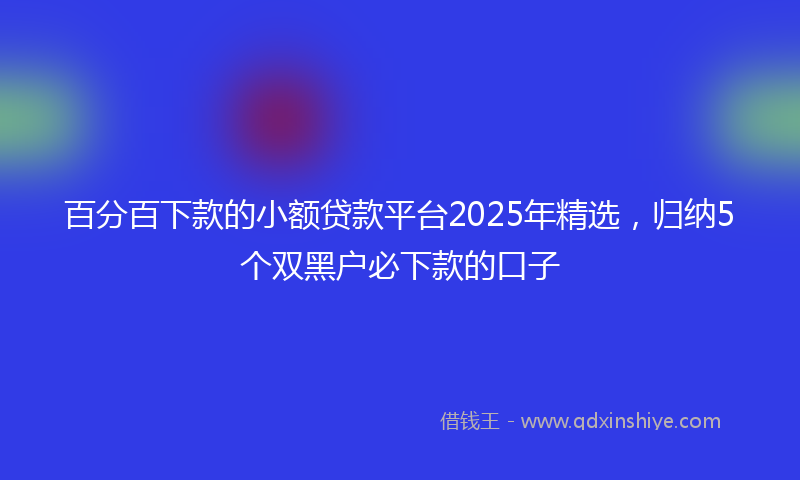 百分百下款的小额贷款平台2025年精选,归纳5个双黑户必下款的口子