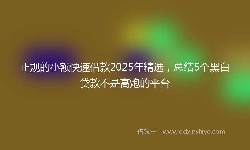 正规的小额快速借款2025年精选，总结5个黑白贷款不是高炮的平台