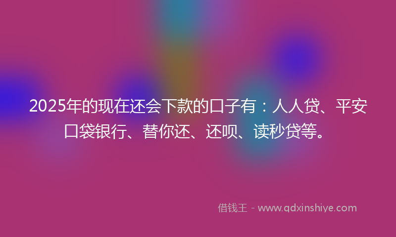2025年的现在还会下款的口子有：人人贷、平安口袋银行、替你还、还呗、读秒贷等。