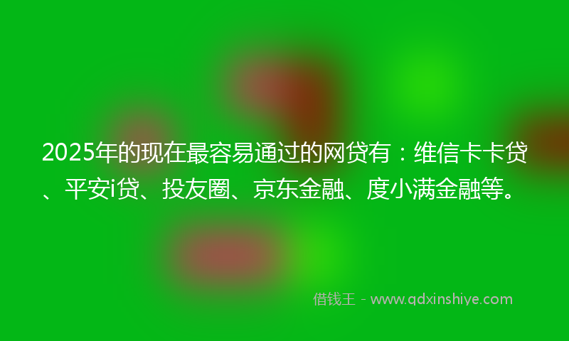 2025年的现在最容易通过的网贷有：维信卡卡贷、平安i贷、投友圈、京东金融、度小满金融等。