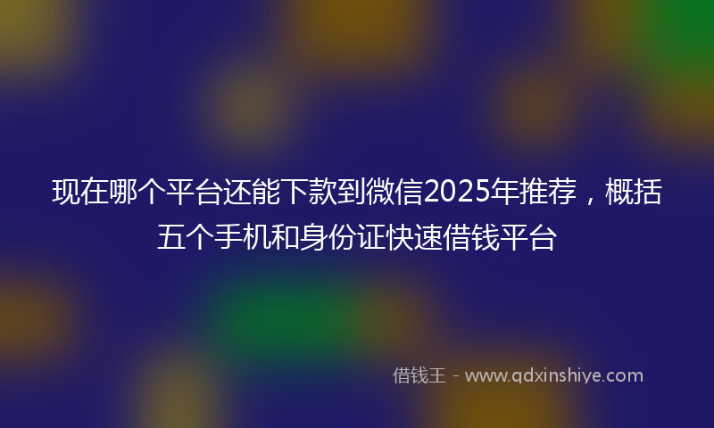 现在哪个平台还能下款到微信2025年推荐,概括五个手机和身份证快速借钱平台