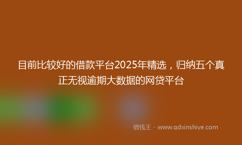 目前比较好的借款平台2025年精选，归纳五个真正无视逾期大数据的网贷平台