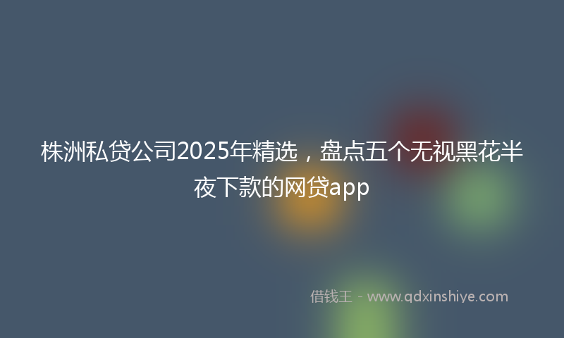 株洲私贷公司2025年精选,盘点五个无视黑花半夜下款的网贷app