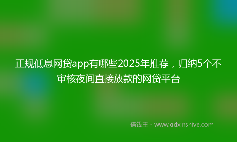正规低息网贷app有哪些2025年推荐，归纳5个不审核夜间直接放款的网贷平台