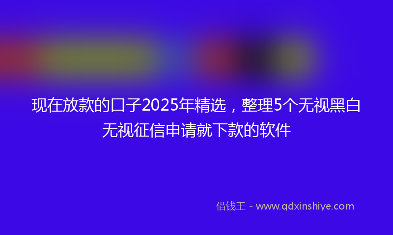现在放款的口子2025年精选，整理5个无视黑白无视征信申请就下款的软件