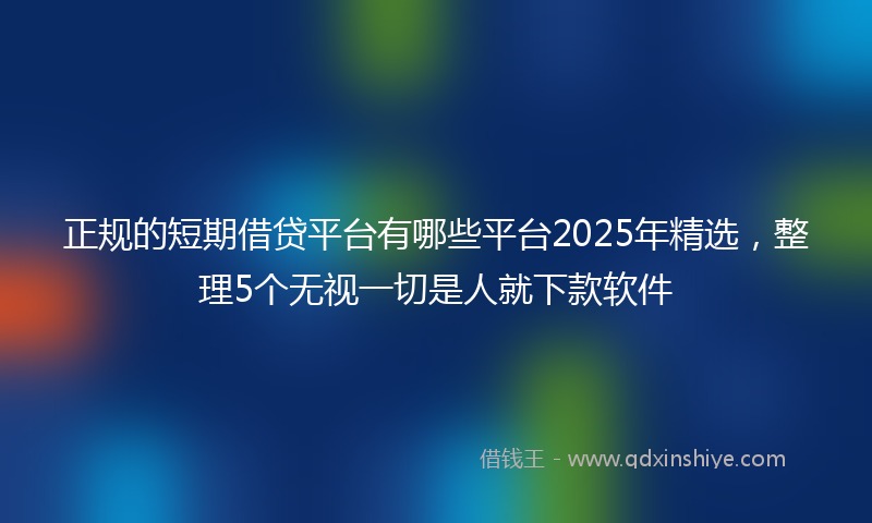 正规的短期借贷平台有哪些平台2025年精选，整理5个无视一切是人就下款软件