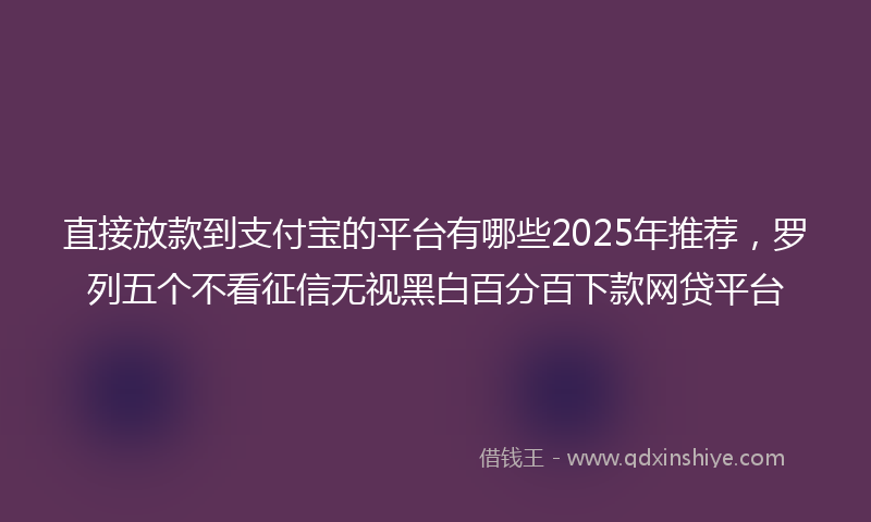 直接放款到支付宝的平台有哪些2025年推荐，罗列五个不看征信无视黑白百分百下款网贷平台