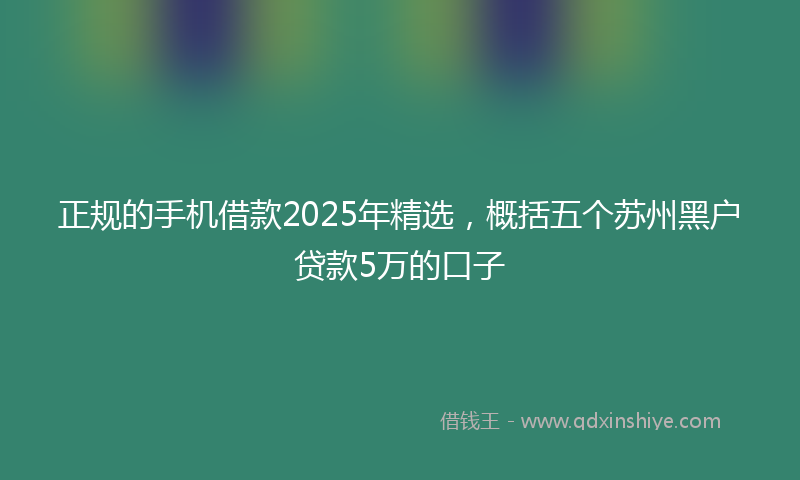正规的手机借款2025年精选，概括五个苏州黑户贷款5万的口子