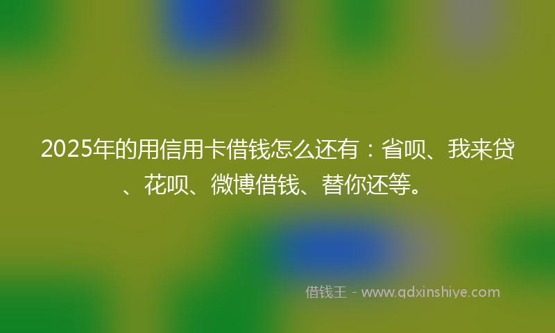 2025年的用信用卡借钱怎么还有：省呗、我来贷、花呗、微博借钱、替你还等。
