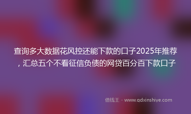 查询多大数据花风控还能下款的口子2025年推荐，汇总五个不看征信负债的网贷百分百下款口子
