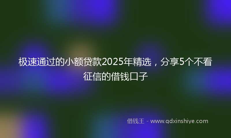 极速通过的小额贷款2025年精选，分享5个不看征信的借钱口子