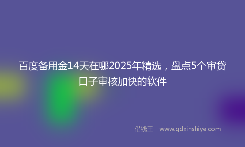 百度备用金14天在哪2025年精选，盘点5个审贷口子审核加快的软件