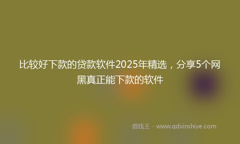 比较好下款的贷款软件2025年精选，分享5个网黑真正能下款的软件