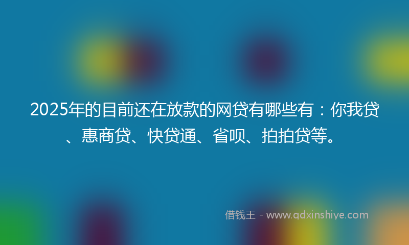 2025年的目前还在放款的网贷有哪些有：你我贷、惠商贷、快贷通、省呗、拍拍贷等。