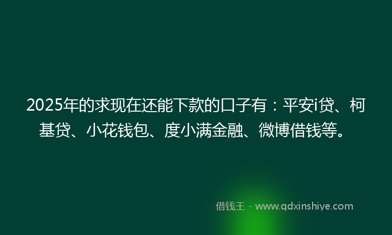 2025年的求现在还能下款的口子有:平安i贷、柯基贷、小花钱包、度小满金融、微博借钱等。