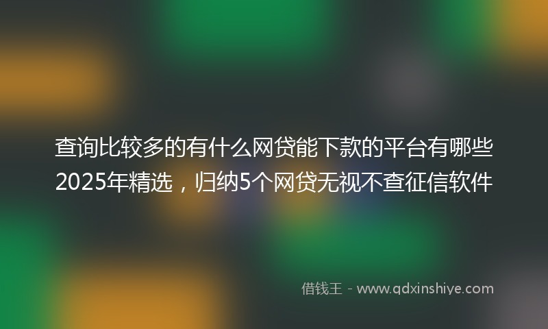 查询比较多的有什么网贷能下款的平台有哪些2025年精选，归纳5个网贷无视不查征信软件