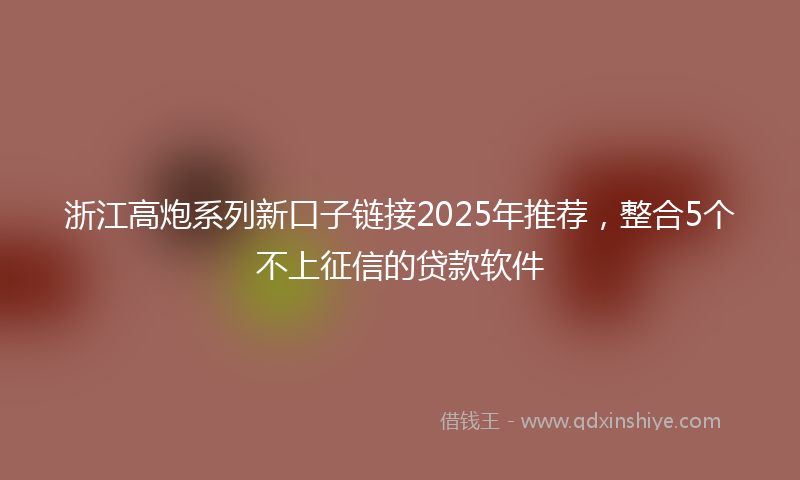 浙江高炮系列新口子链接2025年推荐，整合5个不上征信的贷款软件