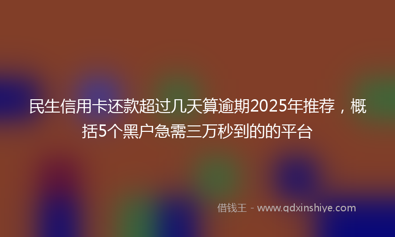 民生信用卡还款超过几天算逾期2025年推荐，概括5个黑户急需三万秒到的的平台