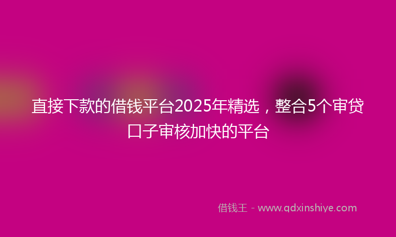 直接下款的借钱平台2025年精选，整合5个审贷口子审核加快的平台