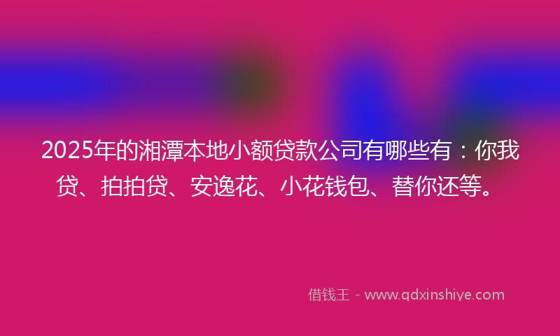 2025年的湘潭本地小额贷款公司有哪些有：你我贷、拍拍贷、安逸花、小花钱包、替你还等。