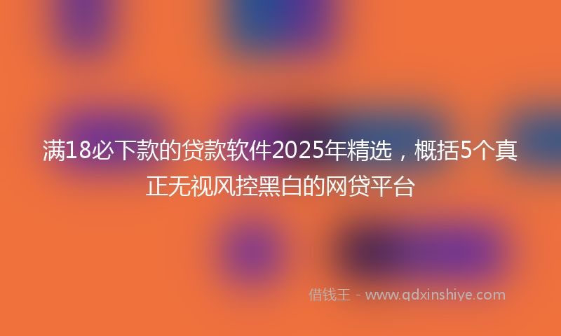 满18必下款的贷款软件2025年精选，概括5个真正无视风控黑白的网贷平台