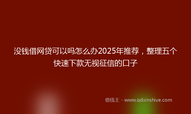 没钱借网贷可以吗怎么办2025年推荐，整理五个快速下款无视征信的口子